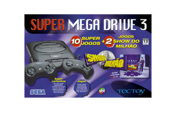 PAL-M TecToy Super Mega Drive 3 10 Super Jogos / Show do Milhao 1+2 Box