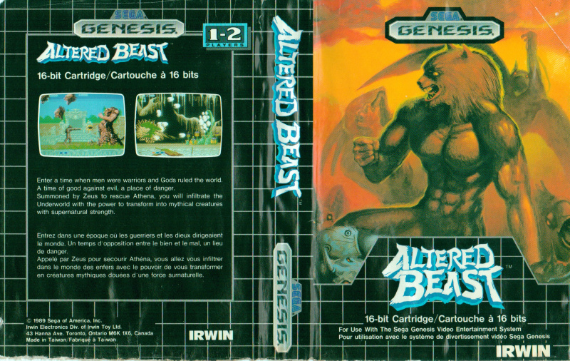 Altered Beast NTSC-CD Irwin Electronics Canadian Version Cover